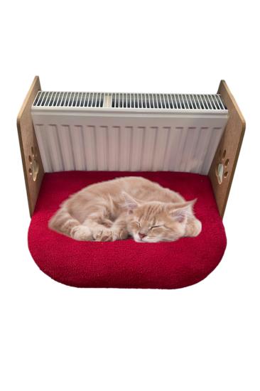 Nursoft Kalorifer Petek Radyatöre Kolay Asılabilen Kedi Köpek Yatağı Peluş Kırmızı