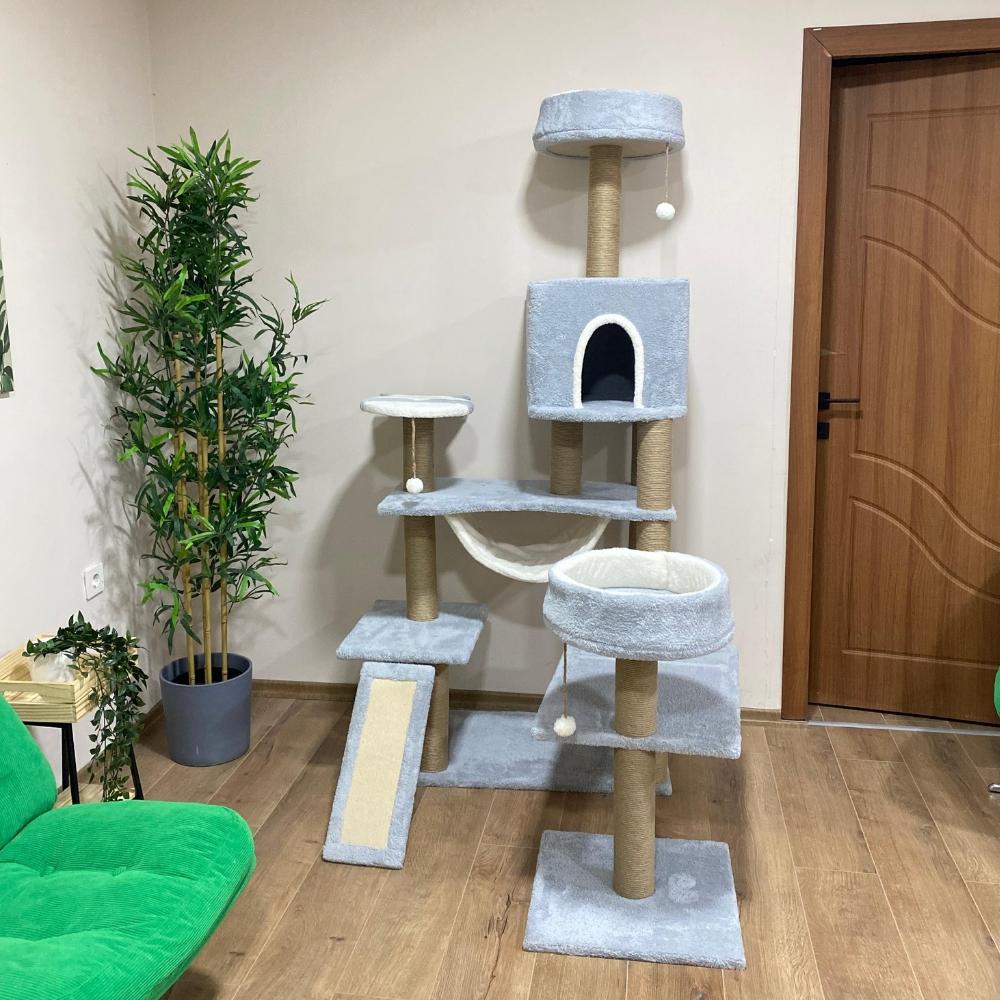 Nursoft Hamaklı Minder ve Balık Stepli Kedi Tırmalam Evi NRS-005