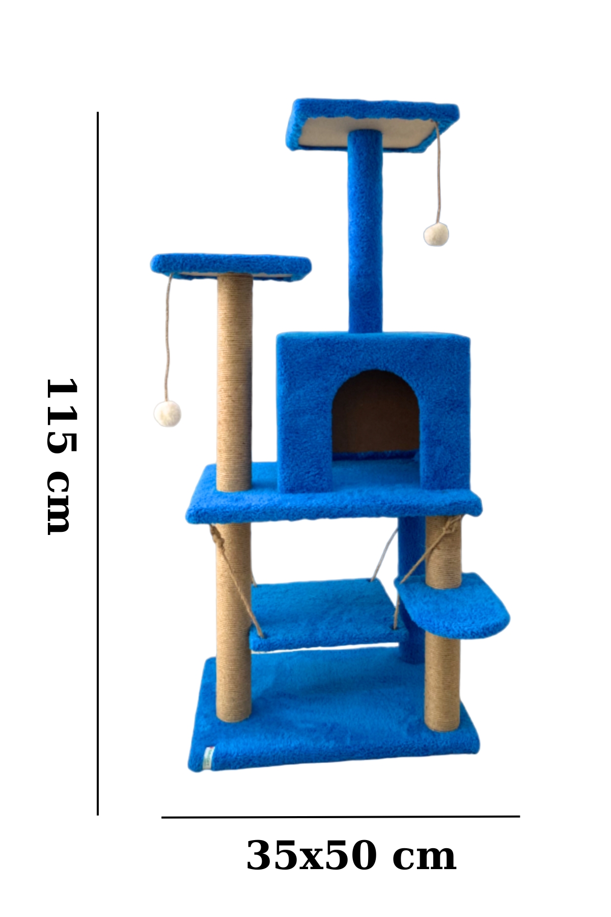 Nursoft Y-01 Salıncaklı Yuvalı Lüx Kedi Tırmalama Oyun Evi-Mavi NRS-Y01