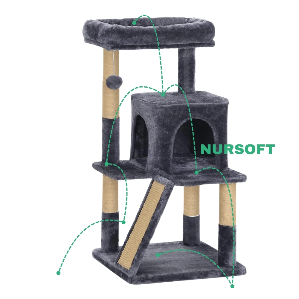Nursoft Teraslı Dekoratif Kedi Tırmalama Evi