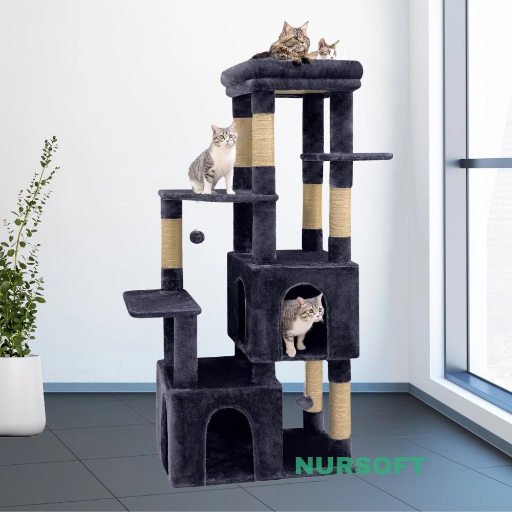 Çok Katlı Tırmalamalı Teraslı Lüx Kedi Oyun Evi Nursoft-0108 