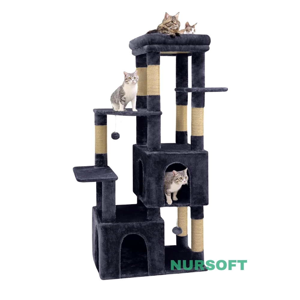 Çok Katlı Tırmalamalı Teraslı Lüx Kedi Oyun Evi Nursoft-0108 