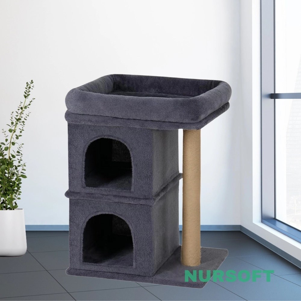 Nursoft Çift Yuvalı Teraslı Kedi Uyku ve Oyun Alanı