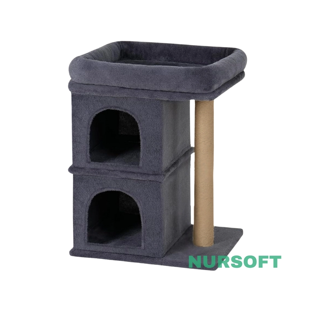 Nursoft Çift Yuvalı Teraslı Kedi Uyku ve Oyun Alanı