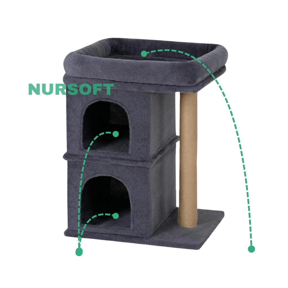 Nursoft Çift Yuvalı Teraslı Kedi Uyku ve Oyun Alanı