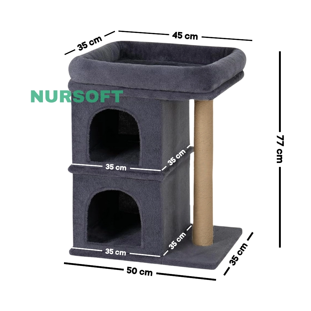 Nursoft Çift Yuvalı Teraslı Kedi Uyku ve Oyun Alanı