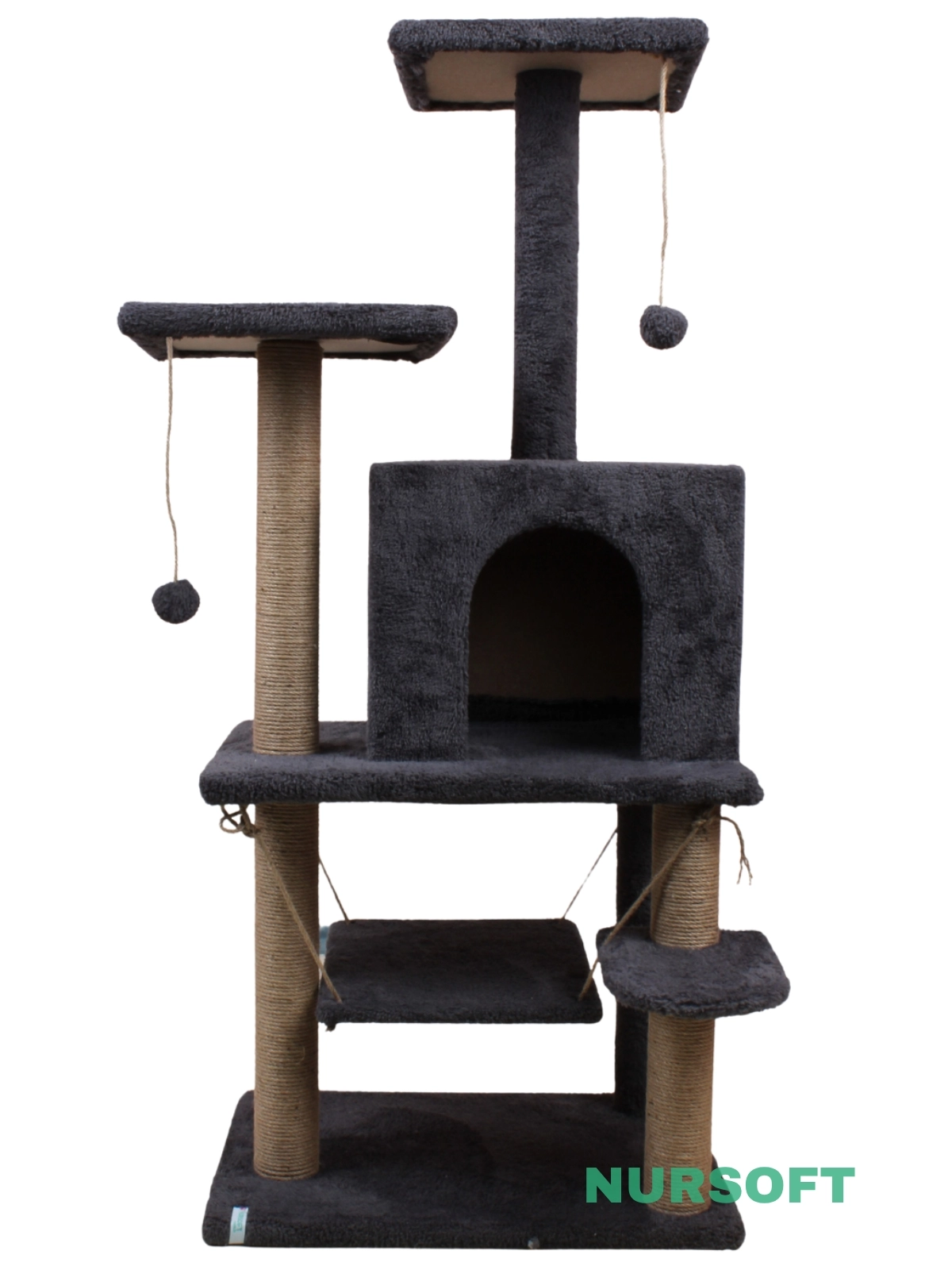 Y01 Salıncaklı Yuvalı Lüx Kedi Tırmalama Oyun Evi