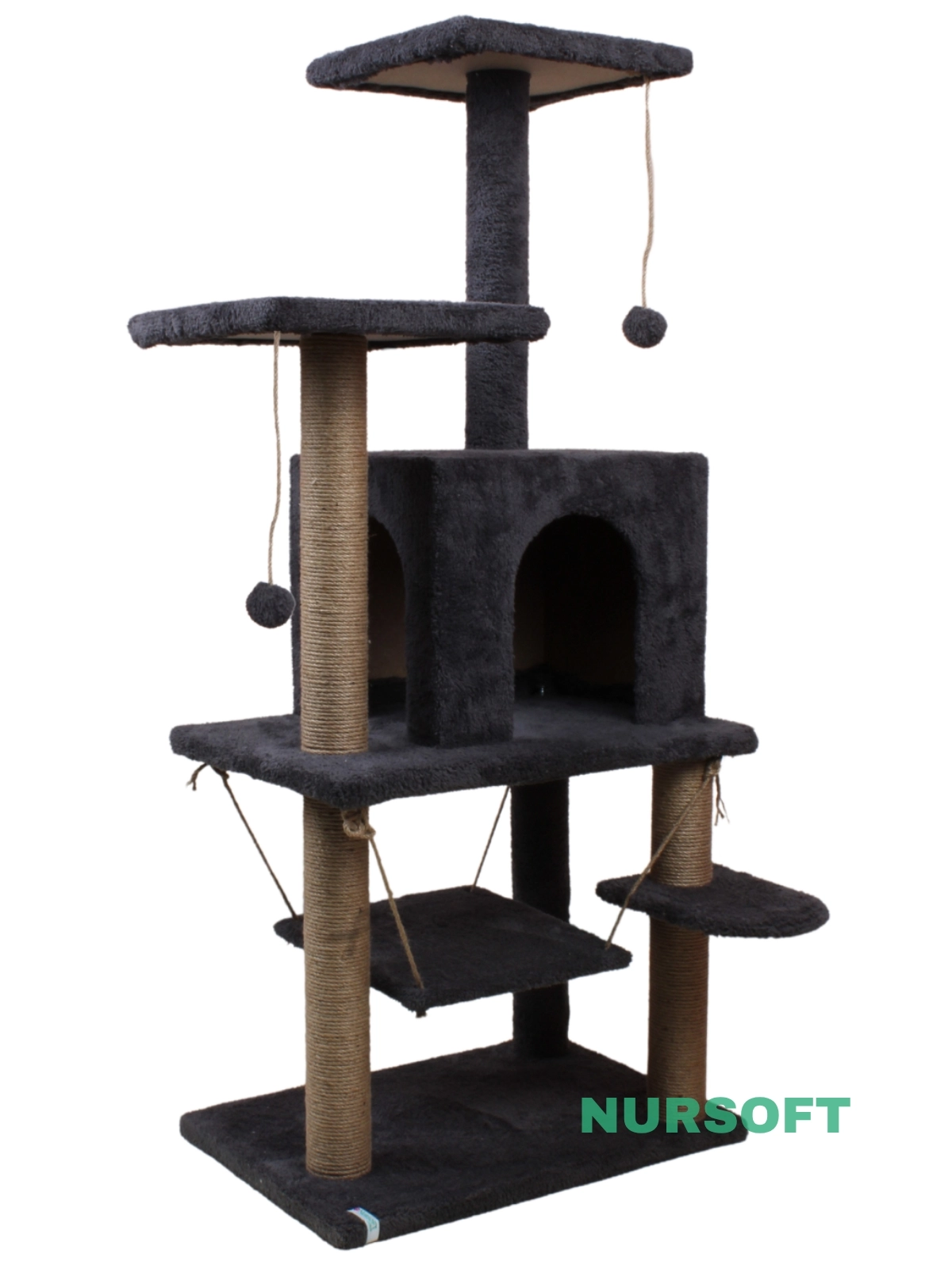 Y01 Salıncaklı Yuvalı Lüx Kedi Tırmalama Oyun Evi