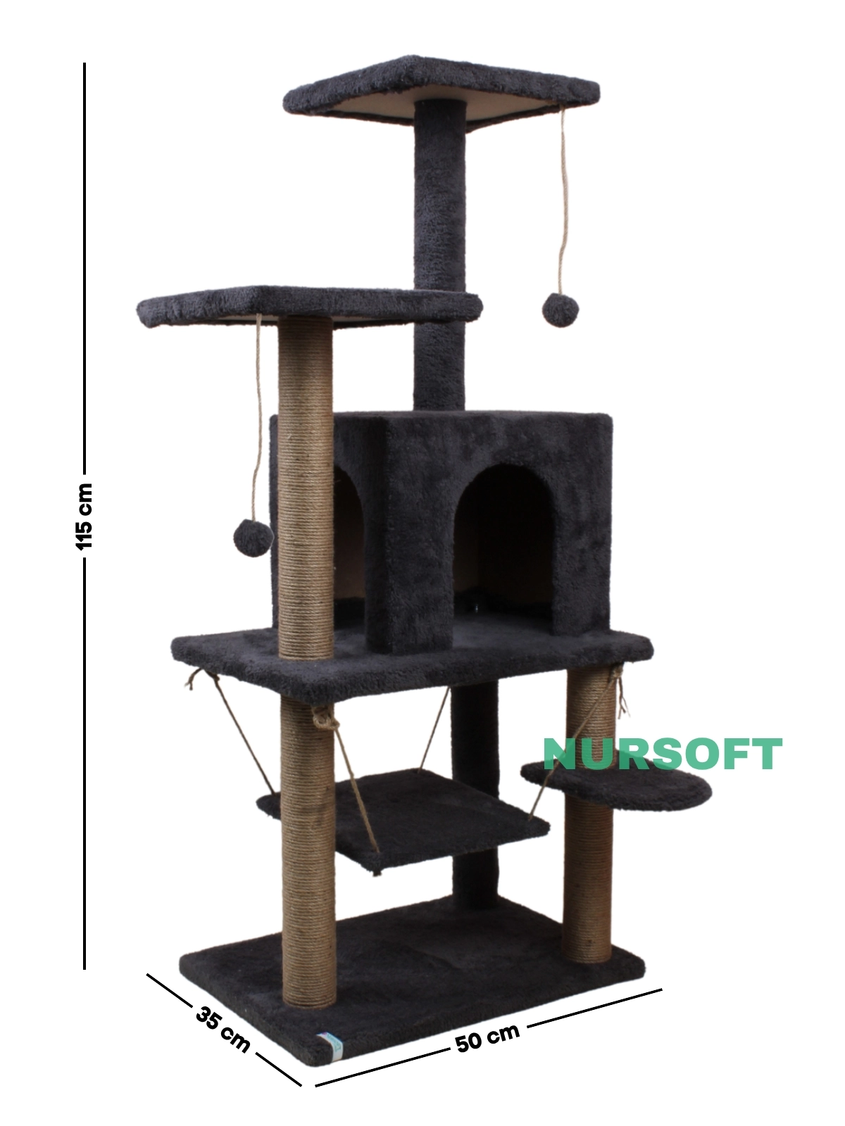 Y01 Salıncaklı Yuvalı Lüx Kedi Tırmalama Oyun Evi