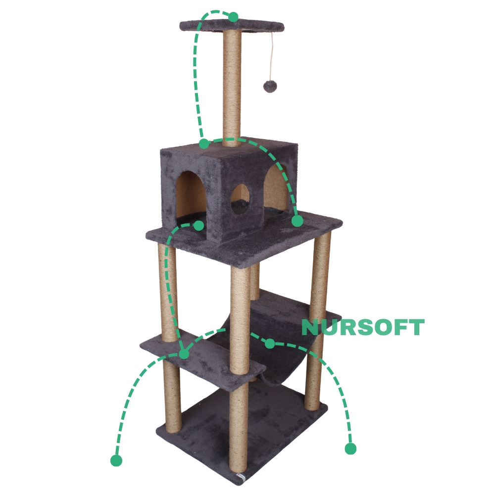 Nursoft Zooplus Tower Xxl Kedi Tırmalama Ve Oyun Evi Platformu 