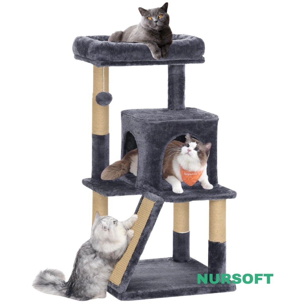 Nursoft Teraslı Dekoratif Kedi Tırmalama Evi