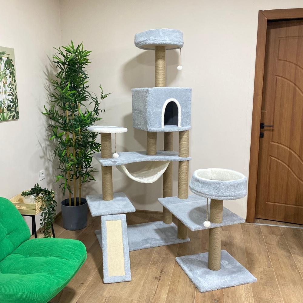 Nursoft Hamaklı Minder ve Balık Stepli Kedi Tırmalam Evi NRS-005