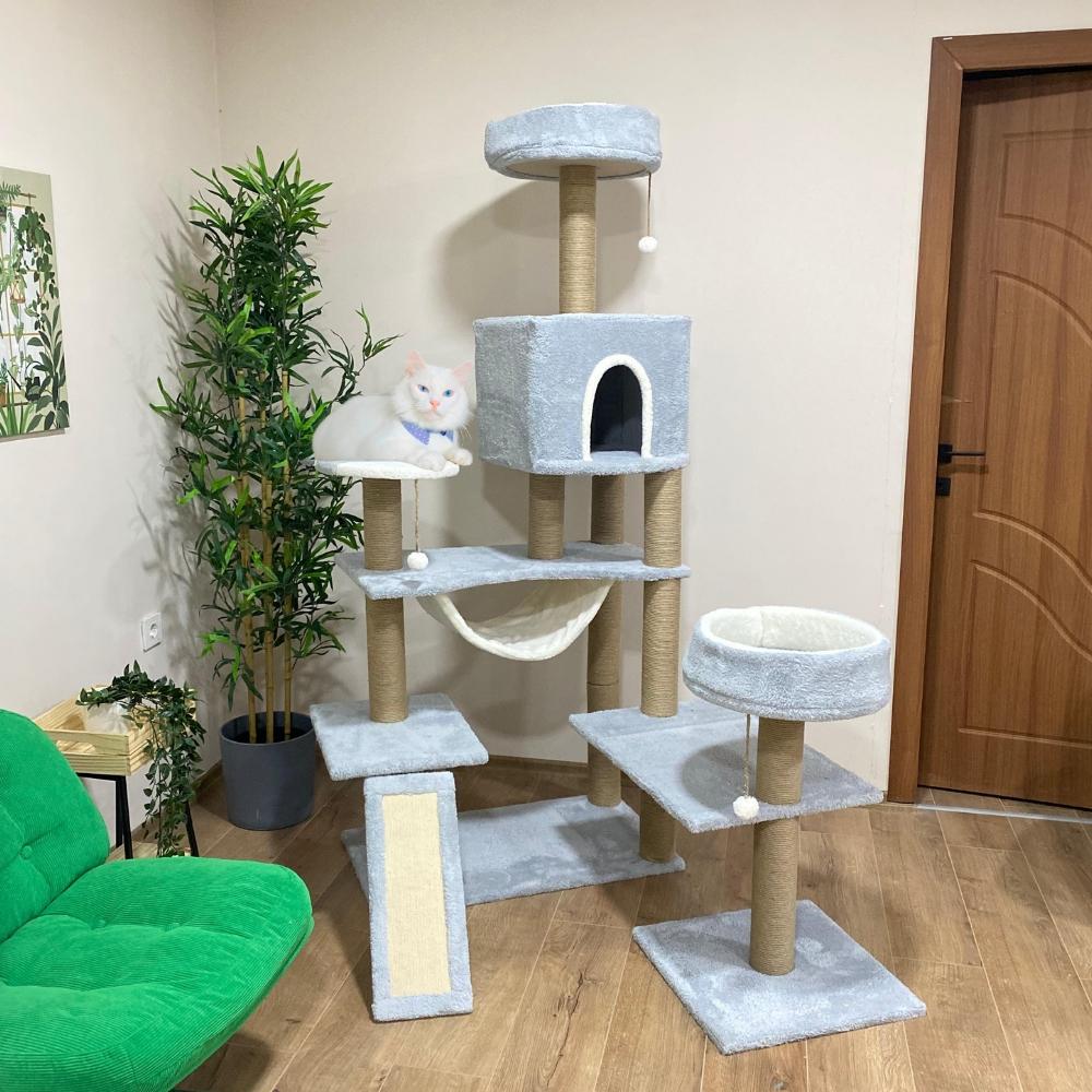 Nursoft Hamaklı Minder ve Balık Stepli Kedi Tırmalam Evi NRS-005