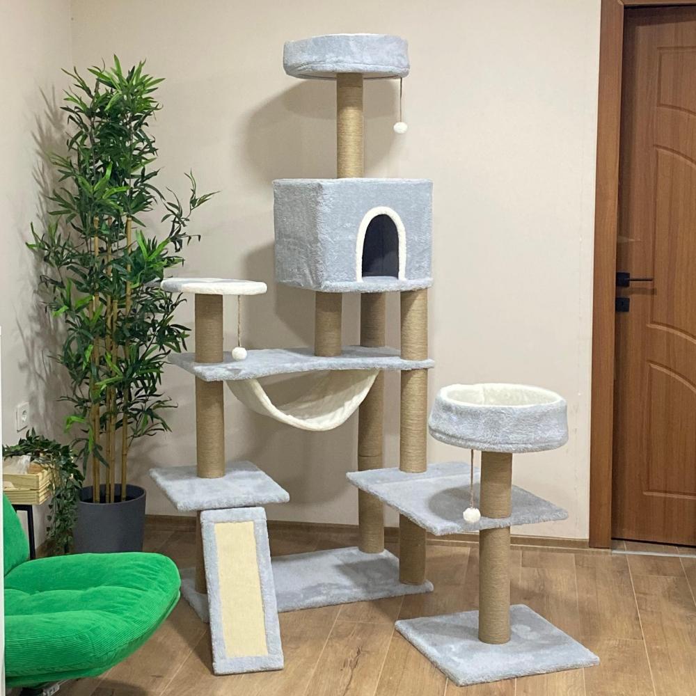 Nursoft Hamaklı Minder ve Balık Stepli Kedi Tırmalam Evi NRS-005