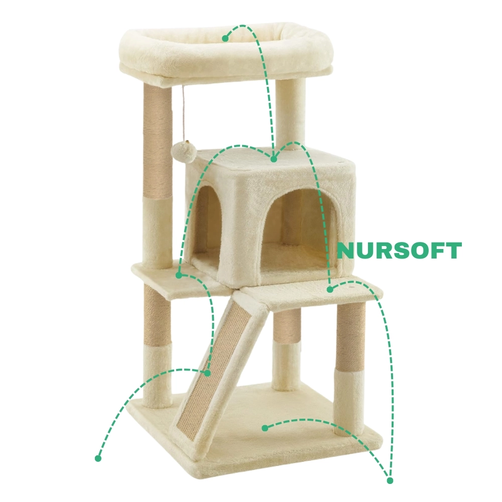 Nursoft Teraslı Dekoratif Kedi Tırmalama Evi