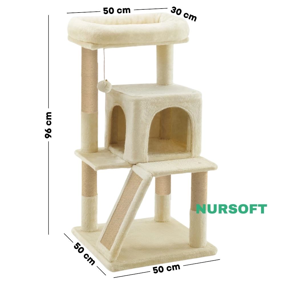 Nursoft Teraslı Dekoratif Kedi Tırmalama Evi