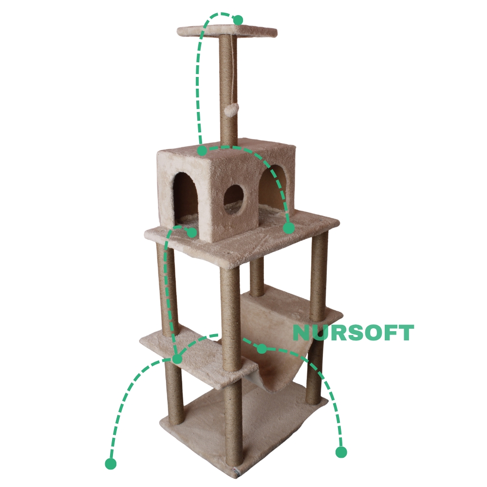Nursoft Zooplus Tower Xxl Kedi Tırmalama Ve Oyun Evi Platformu 