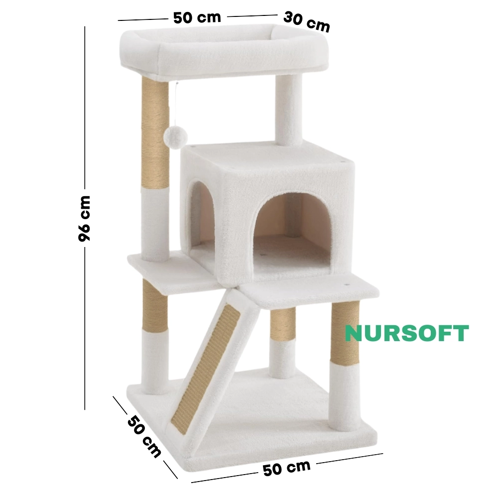 Nursoft Teraslı Dekoratif Kedi Tırmalama Evi