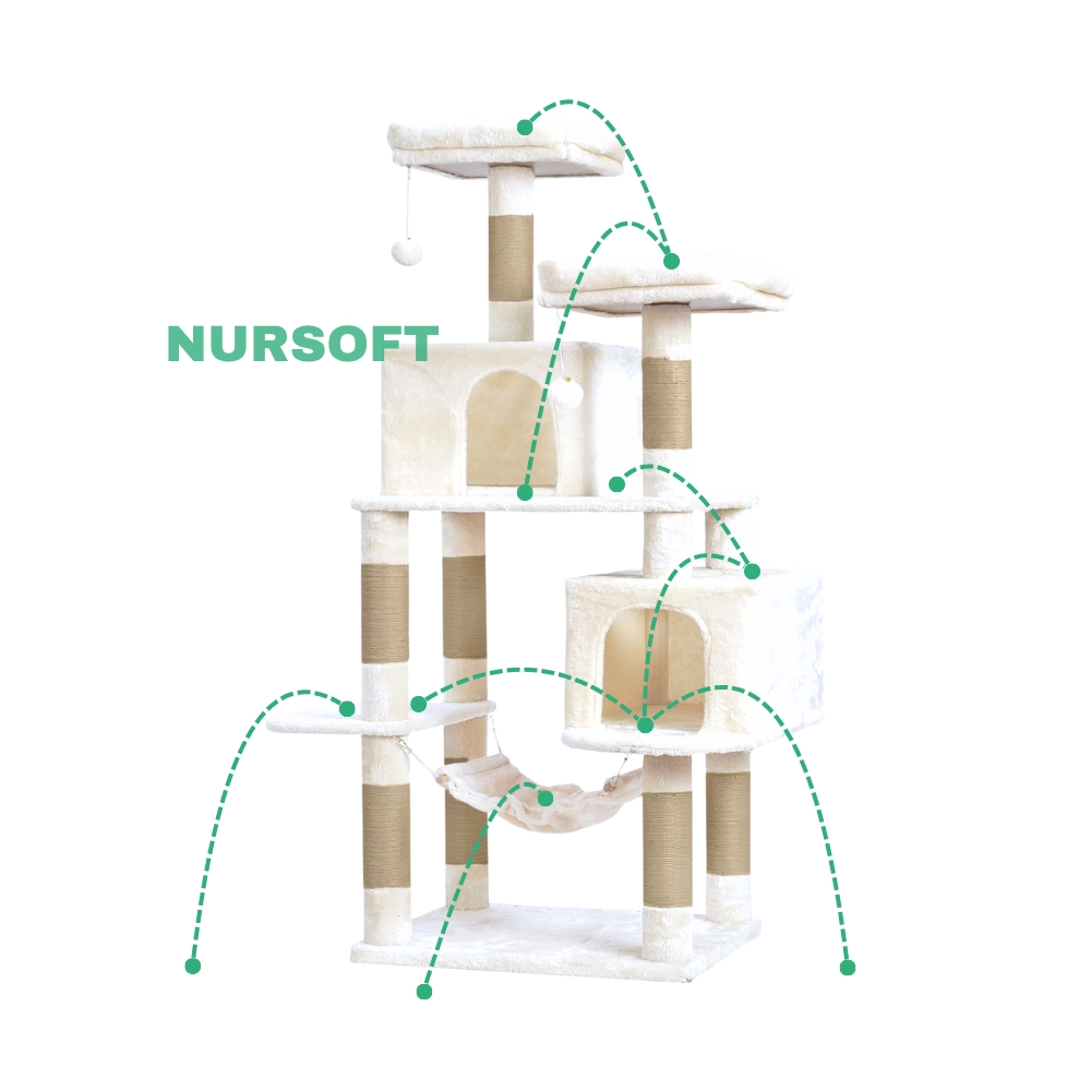 Nursoft Hamaklı Çift Yuvalı Lüx Büyük Boy Tırmalamalı Kedi Oyun Evi NRS-0109