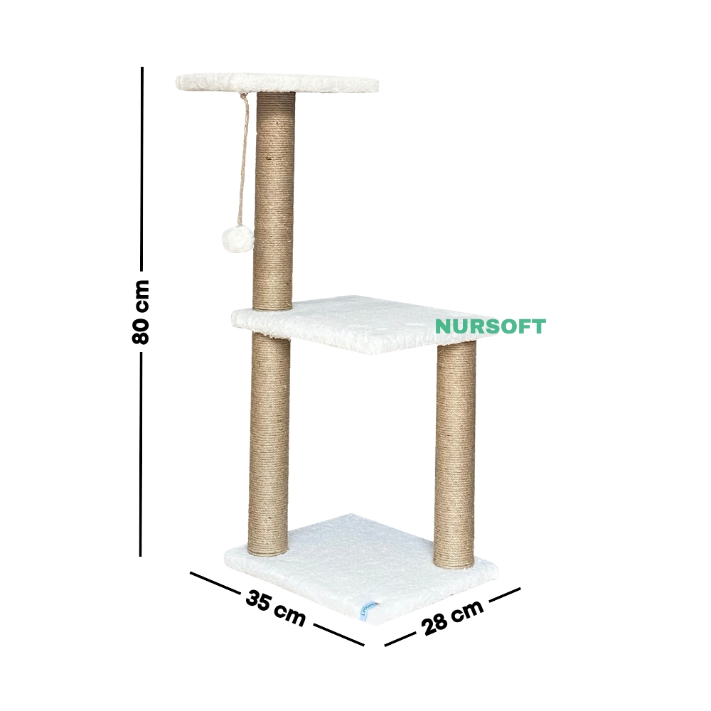Nursoft Mega Boy Step Kedi Tırmalama Tahtası Beyaz