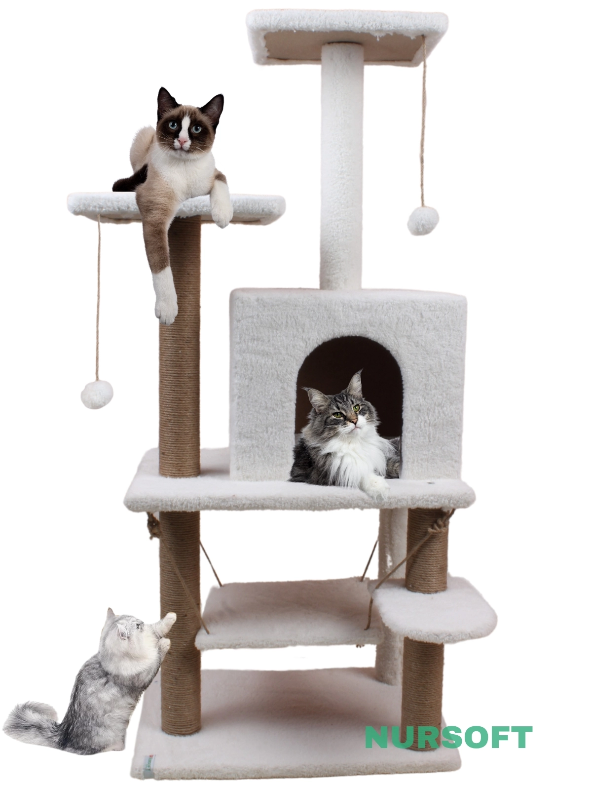 Y01 Salıncaklı Yuvalı Lüx Kedi Tırmalama Oyun Evi