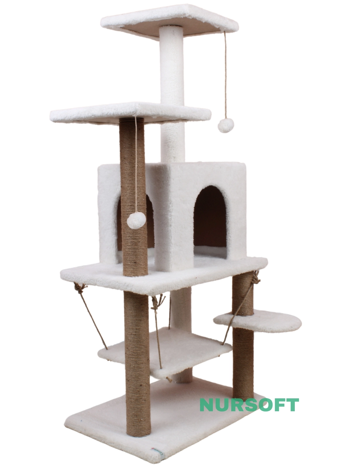 Y01 Salıncaklı Yuvalı Lüx Kedi Tırmalama Oyun Evi
