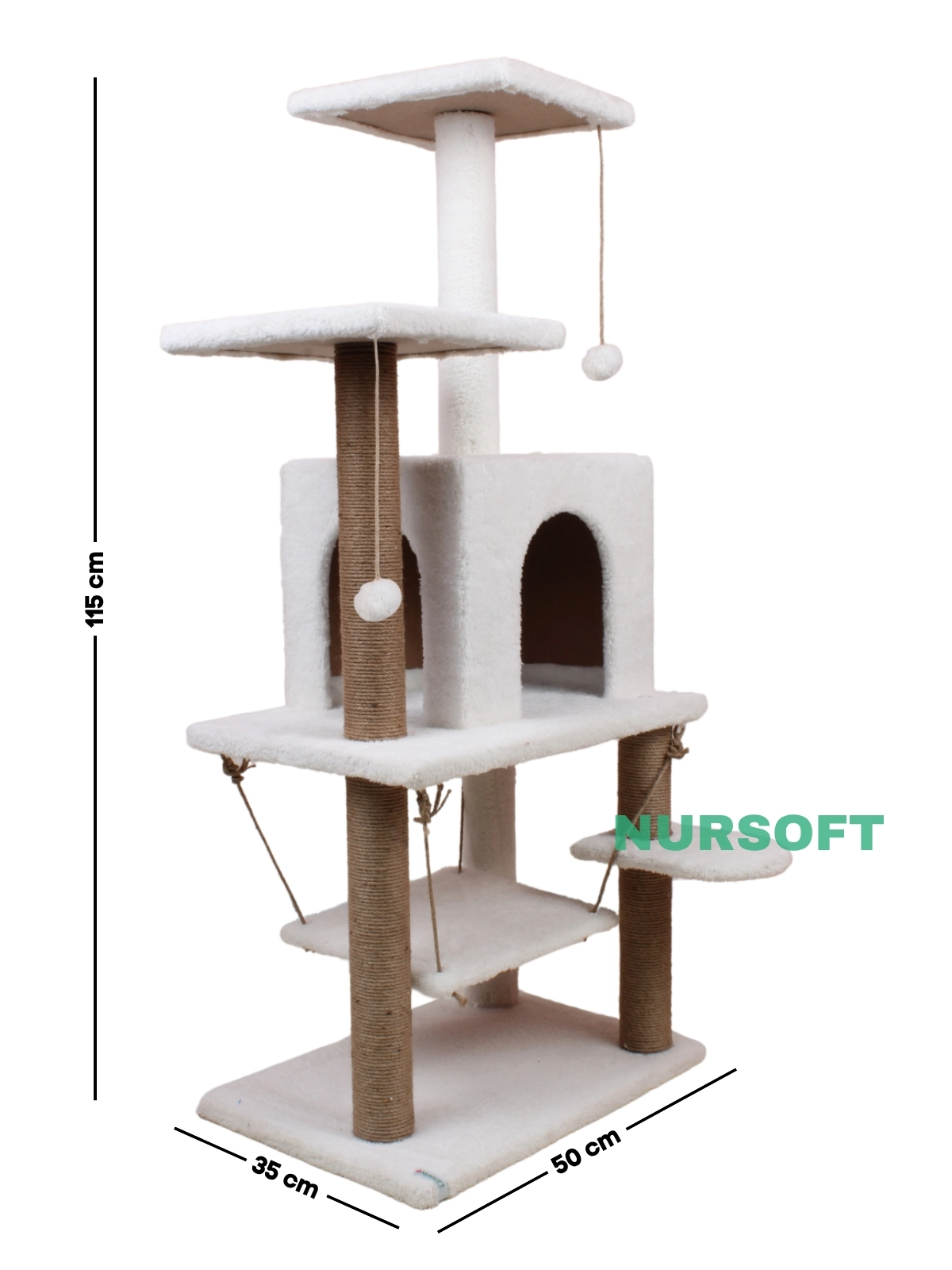 Y01 Salıncaklı Yuvalı Lüx Kedi Tırmalama Oyun Evi