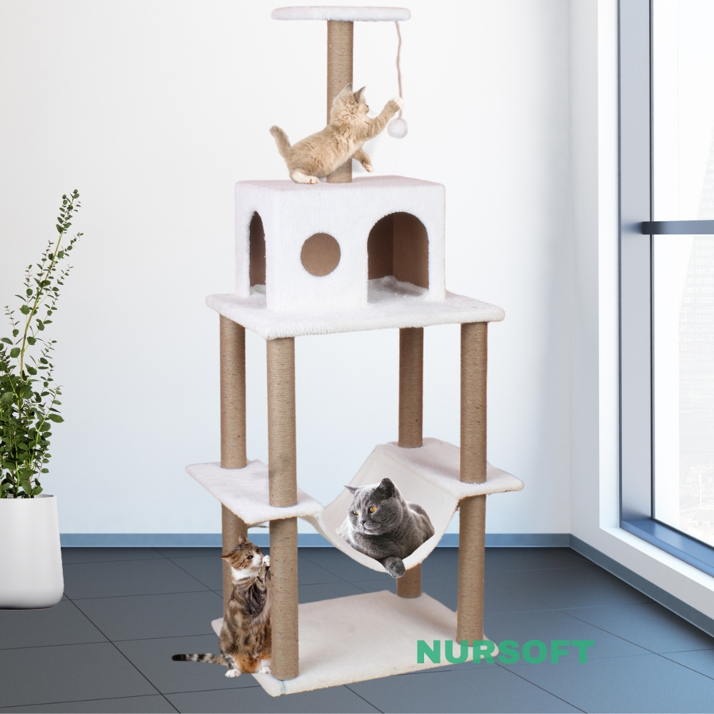 Nursoft Zooplus Tower Xxl Kedi Tırmalama Ve Oyun Evi Platformu 