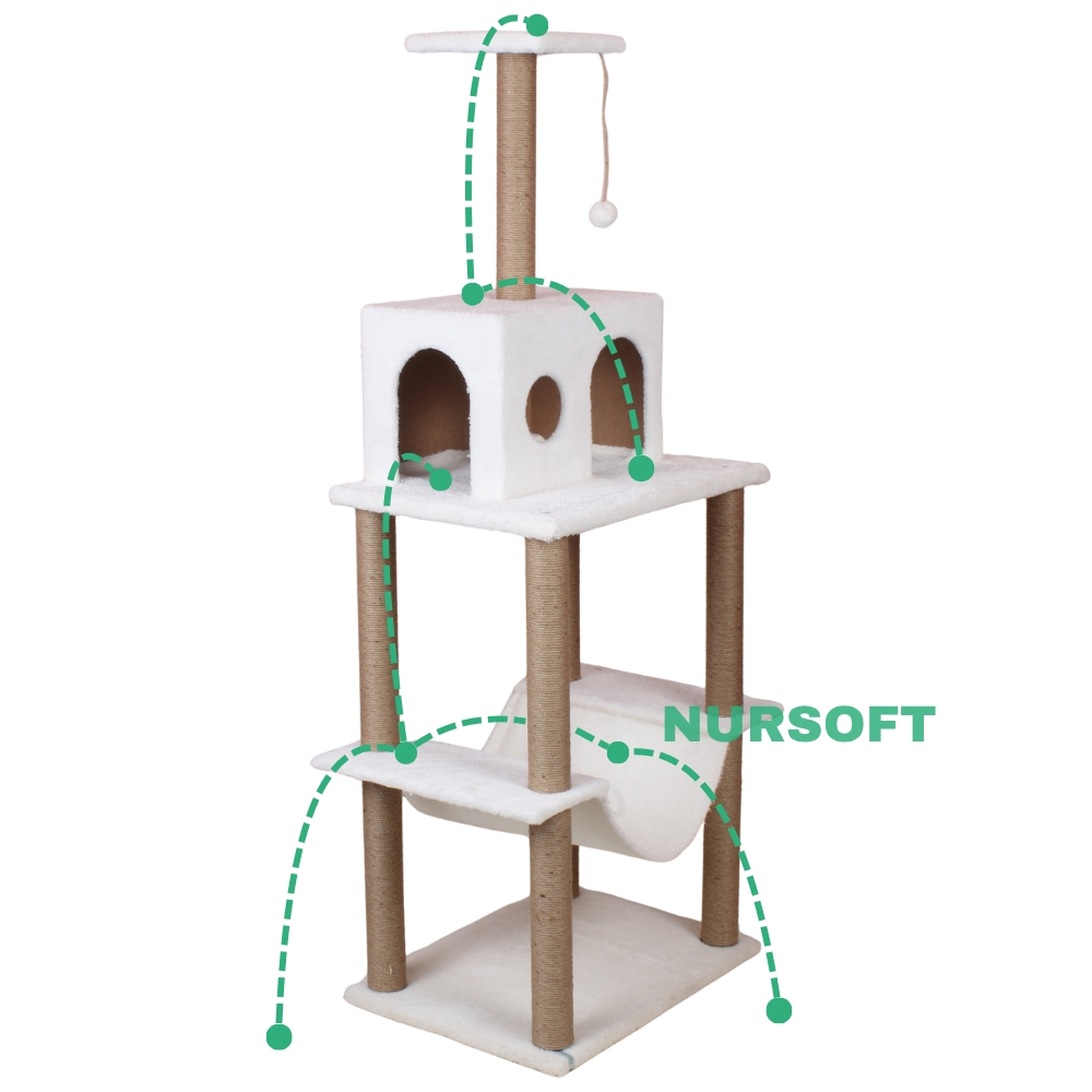 Nursoft Zooplus Tower Xxl Kedi Tırmalama Ve Oyun Evi Platformu 