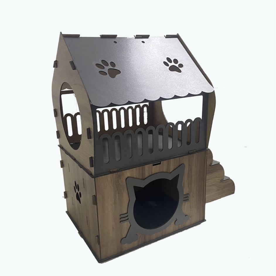 Nursoft Dekoratif Teraslı Kedi Evi 