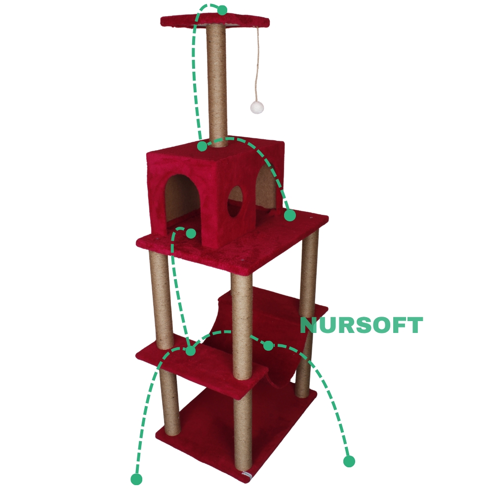Nursoft Zooplus Tower Xxl Kedi Tırmalama Ve Oyun Evi Platformu 