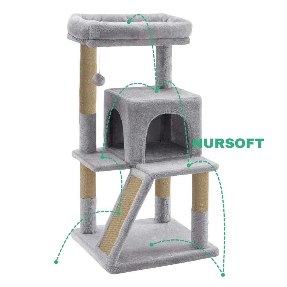 Nursoft Teraslı Dekoratif Kedi Tırmalama Evi