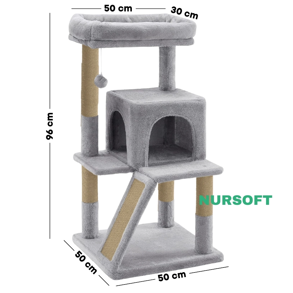 Nursoft Teraslı Dekoratif Kedi Tırmalama Evi