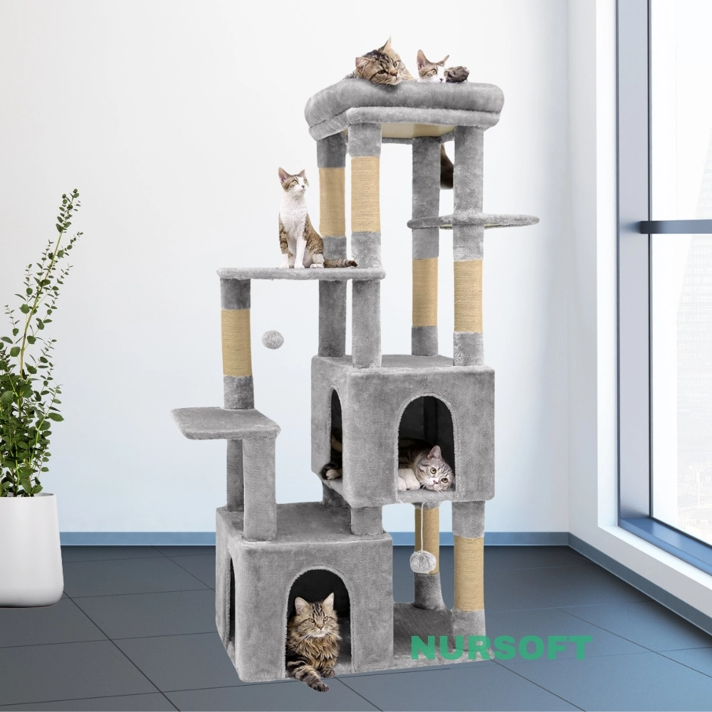 Çok Katlı Tırmalamalı Teraslı Lüx Kedi Oyun Evi Nursoft-0108