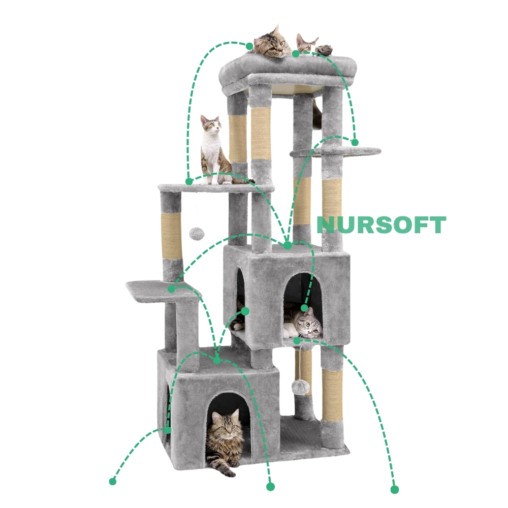 Çok Katlı Tırmalamalı Teraslı Lüx Kedi Oyun Evi Nursoft-0108