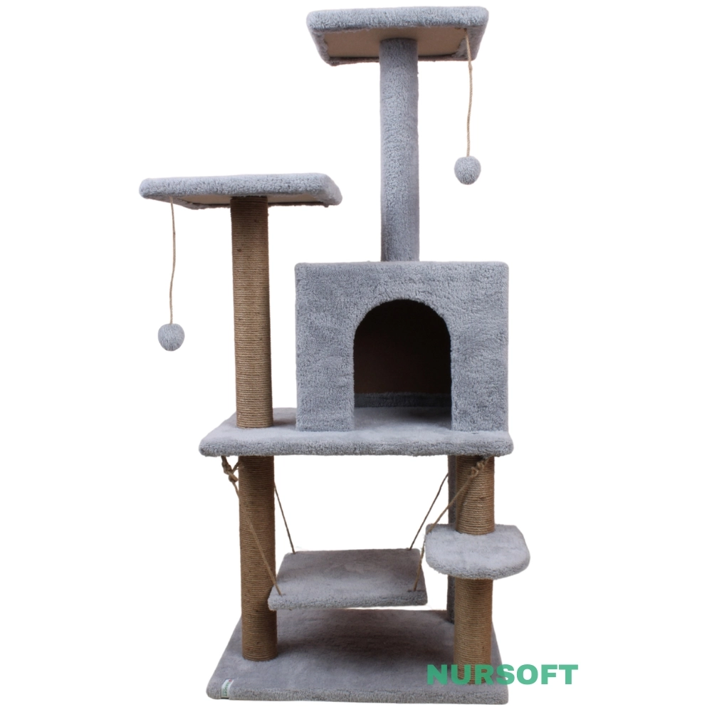 Y01 Salıncaklı Yuvalı Lüx Kedi Tırmalama Oyun Evi