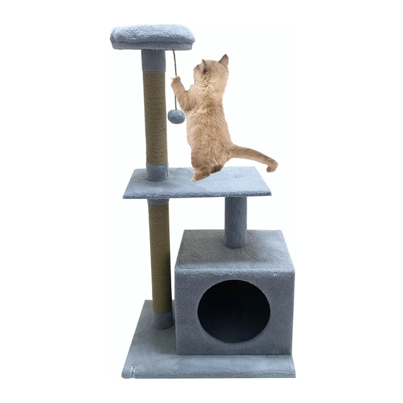 Nursoft Gri Kedi Tırmalama Ve Oyun Evi Platformu