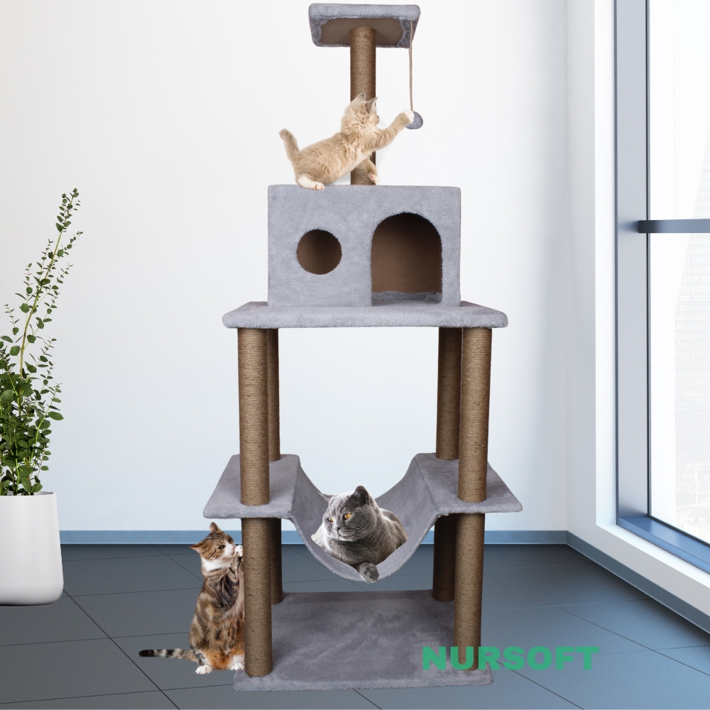 Nursoft Zooplus Tower Xxl Kedi Tırmalama Ve Oyun Evi Platformu 
