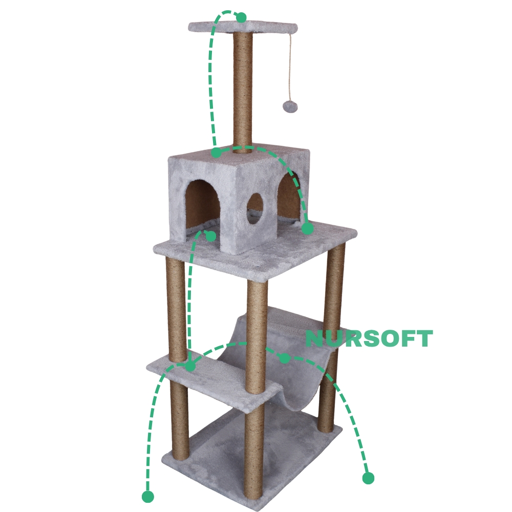 Nursoft Zooplus Tower Xxl Kedi Tırmalama Ve Oyun Evi Platformu 