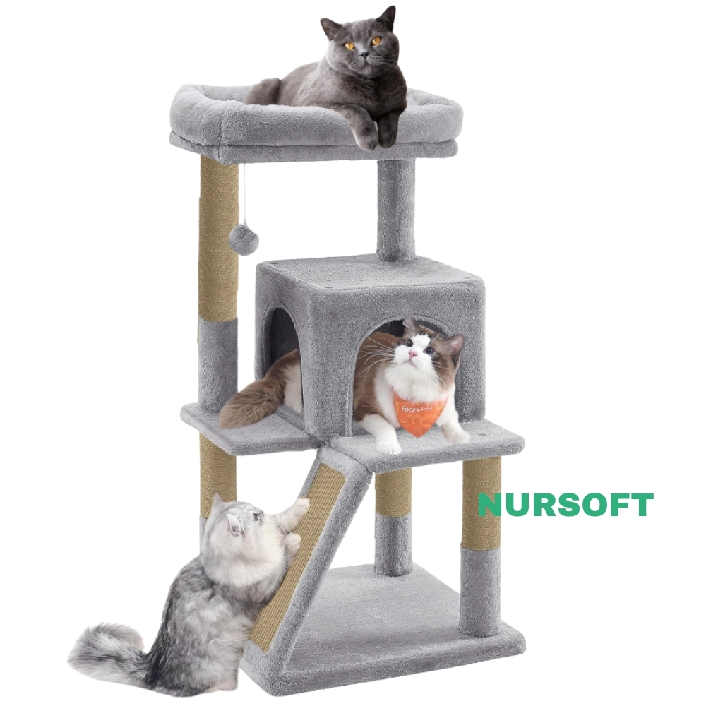 Nursoft Teraslı Dekoratif Kedi Tırmalama Evi