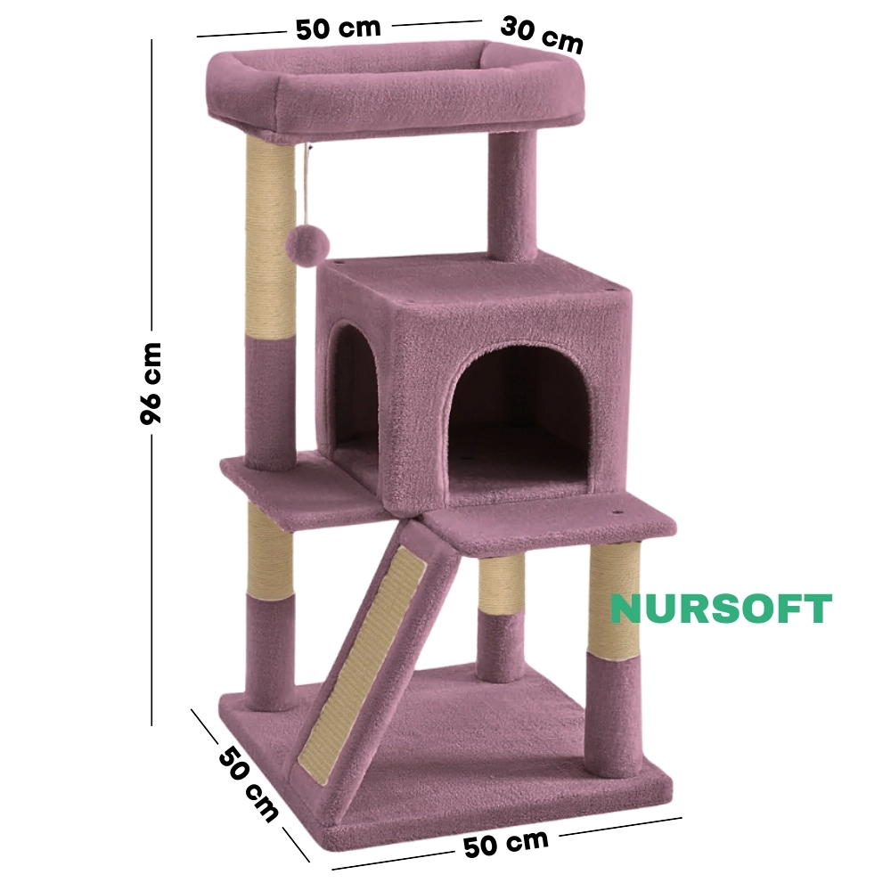 Nursoft Teraslı Dekoratif Kedi Tırmalama Evi