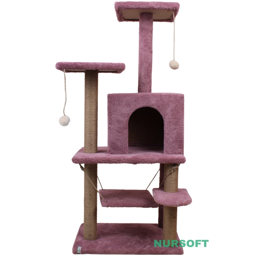 Y01 Salıncaklı Yuvalı Lüx Kedi Tırmalama Oyun Evi
