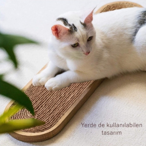 Duvara Monte Edilebilir Ahşap Kedi Tırmalama Tahtası