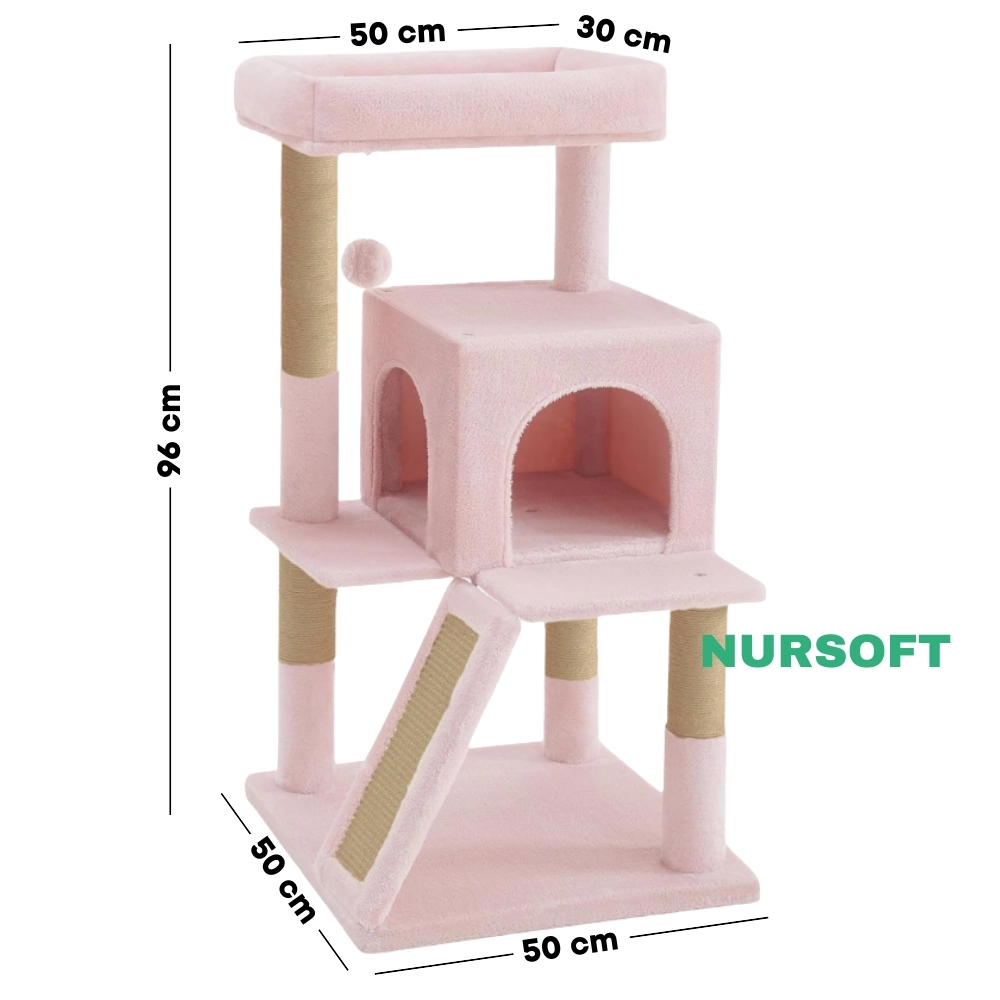 Nursoft Teraslı Dekoratif Kedi Tırmalama Evi