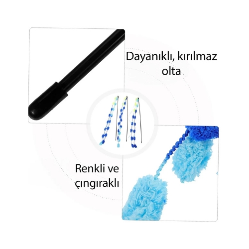 Nursoft Çıngıraklı Ponponlu Kedi Oyun Oltası