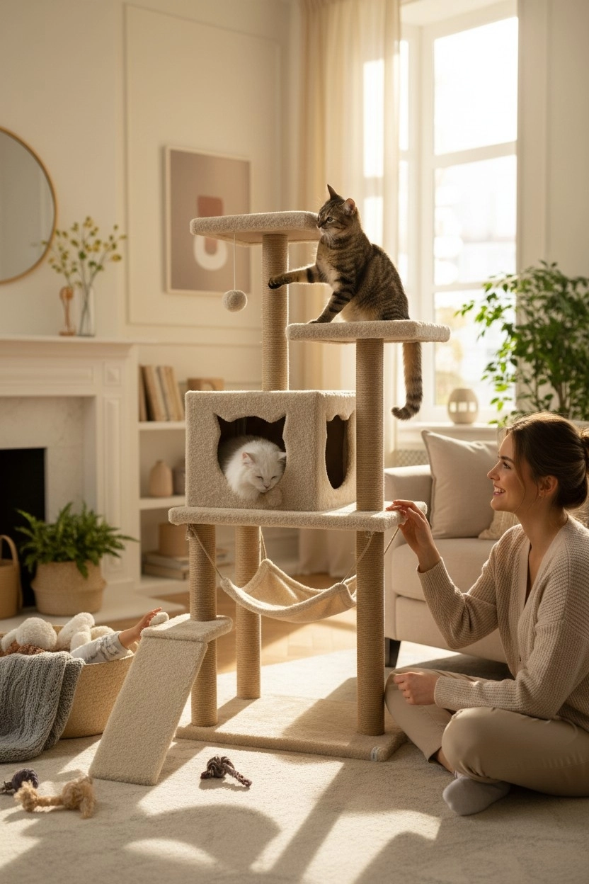 Nursoft Kedi Tırmalama Platformlu S9 Bej