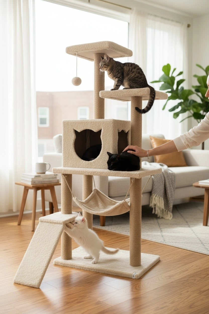 Nursoft Kedi Tırmalama Platformlu S9 Bej