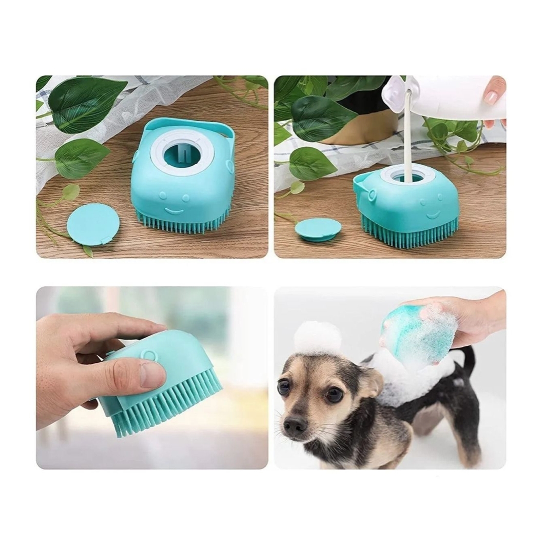 Nursoft Şampuan Hazneli Kedi Ve Köpek Evcil Hayvan Yıkama Fırçası 