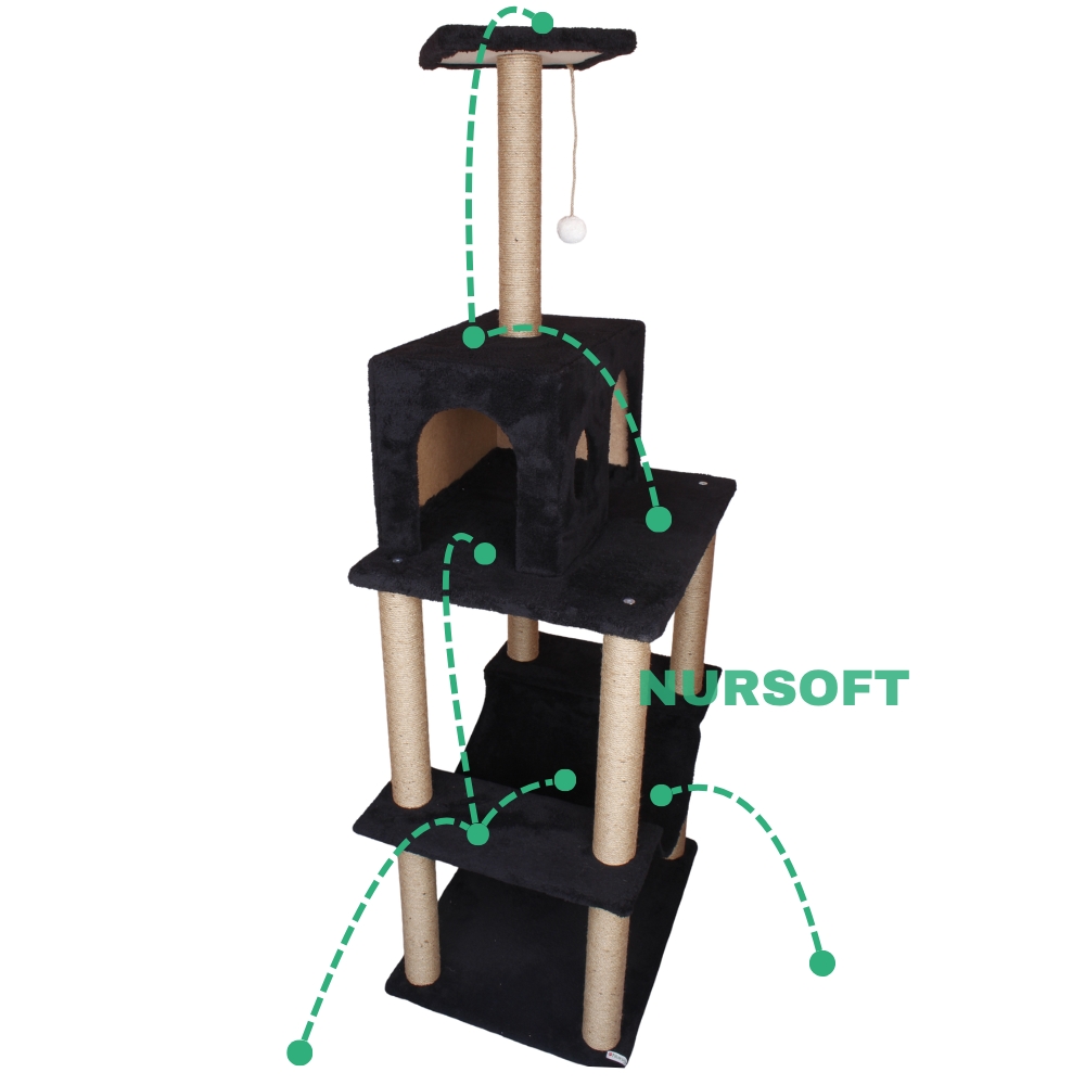 Nursoft Zooplus Tower Xxl Kedi Tırmalama Ve Oyun Evi Platformu 