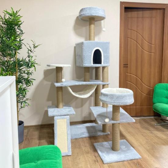 Nursoft Hamaklı Minder ve Balık Stepli Kedi Tırmalam Evi NRS-005